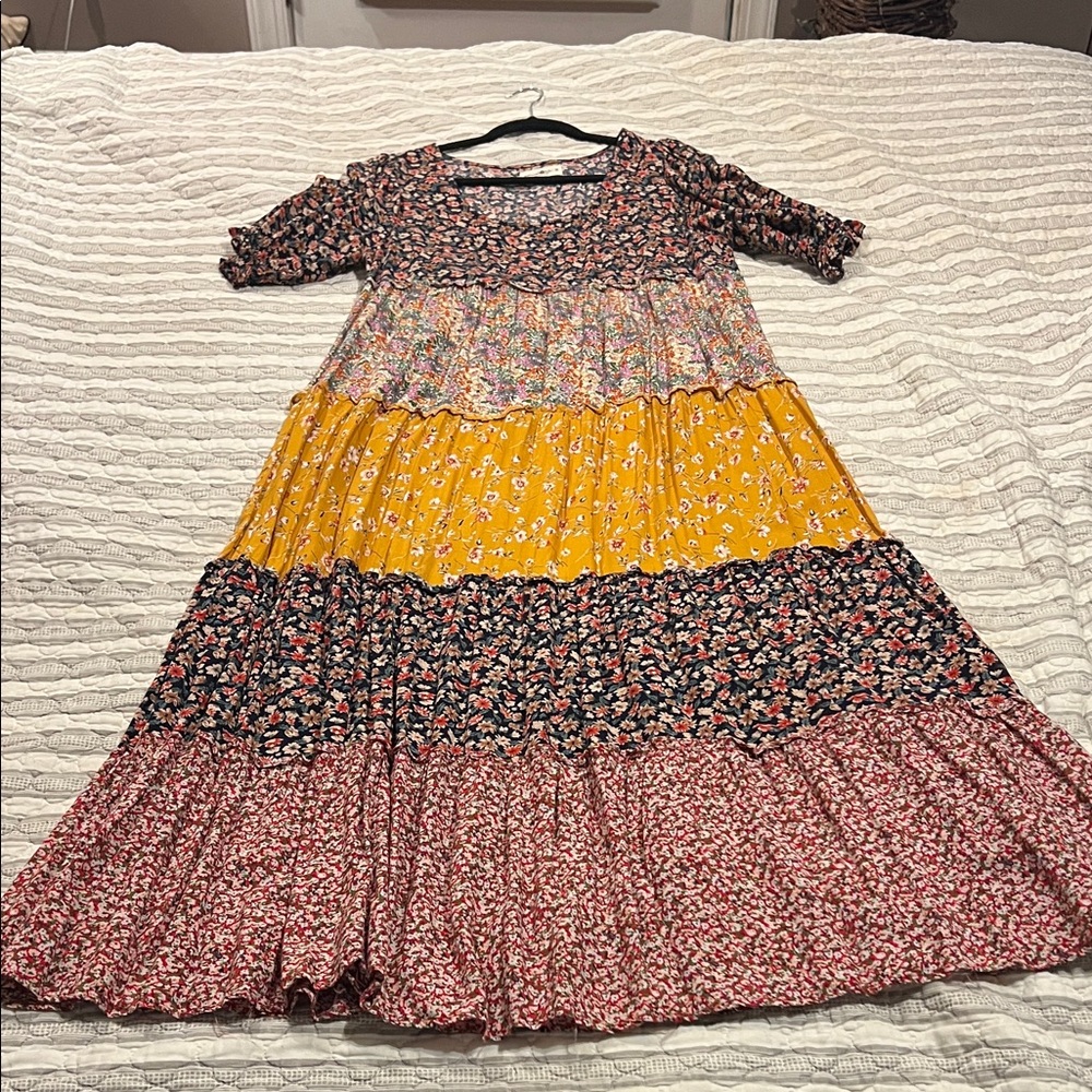 Natural Life Floral Patchwork Maxi Dress